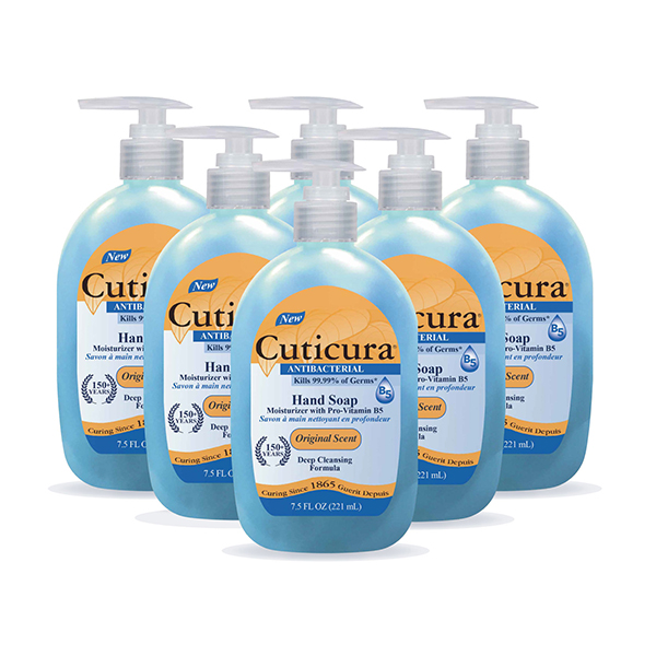 6 Pack Cuticura Antibacterial Hand Soap 7.5 oz.