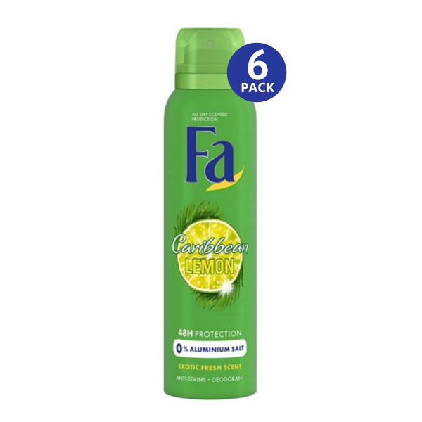 6 Pack Caribbean Lemon 6 Pack Fa Spray Deodorant 5 Oz